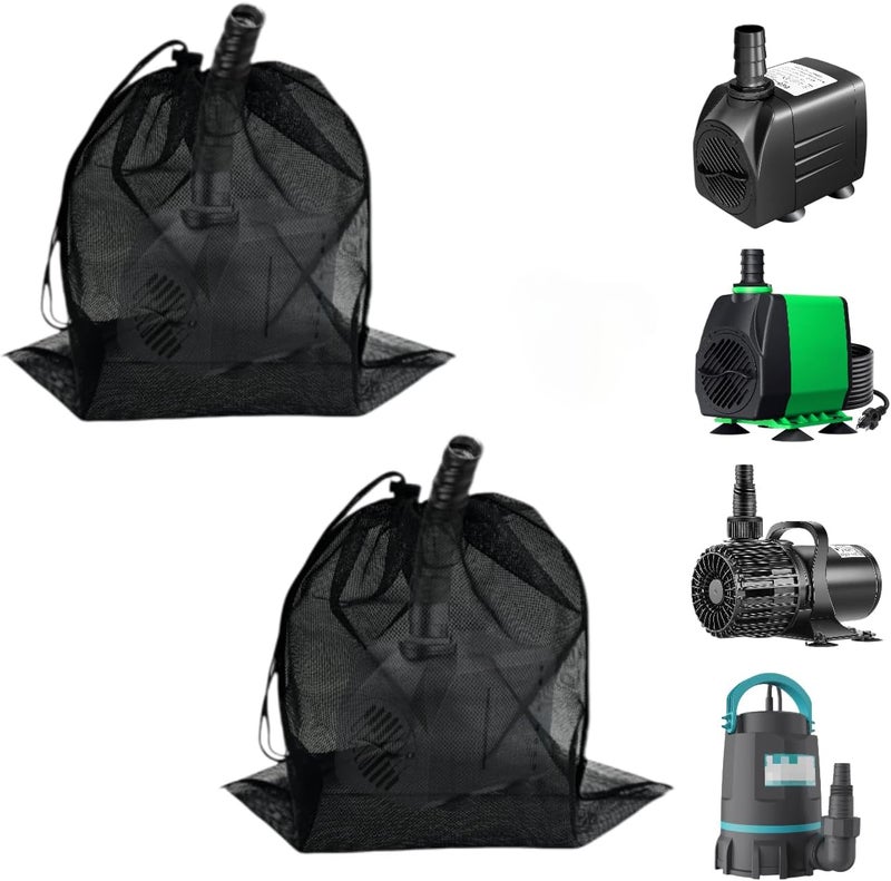 IWBOTQ 2 Pcs 17.7" x 17.7" Pond Pump Cover, Pond Pump Filter Bag, Black Media Bag Large Pump Mesh Bag for Outdoor Water Ponds Filters, Water Filter Pump, Outdoor Ponds, Garden, Swimming Pool (2Pcs) - Image 1